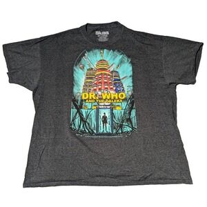 DR. WHO & THE DALEKS PETER CUSHING 1965 MOVIE Men 2XL Gray Heather RETRO T-Shirt
